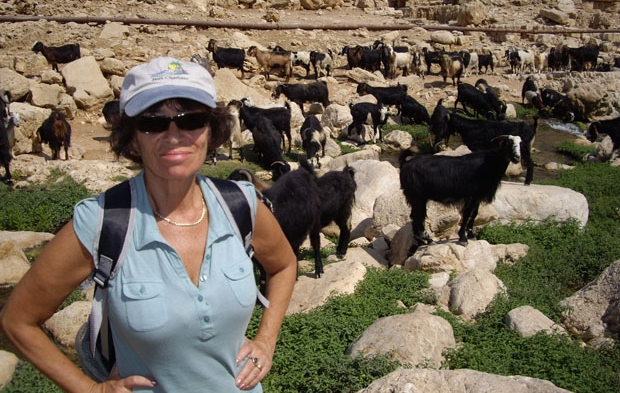 Русскоязычный гид в Израиле Галина Любан на фоне стада коз
